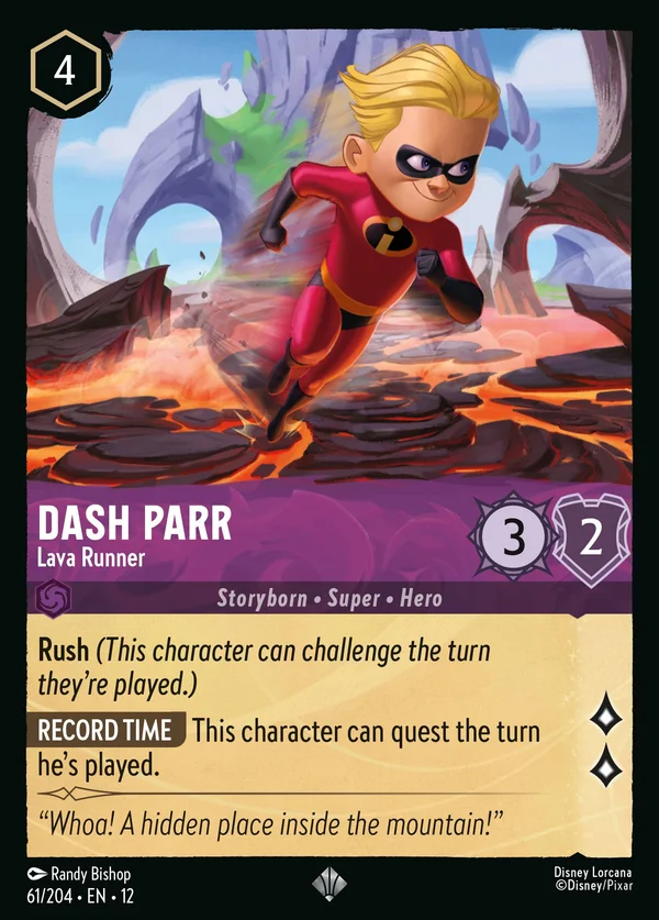 Dash Parr - Lava Runner — Disney Lorcana Character card from Wilds Unknown