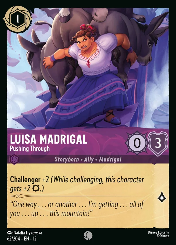 Luisa Madrigal - Pushing Through — Disney Lorcana Character card from Wilds Unknown