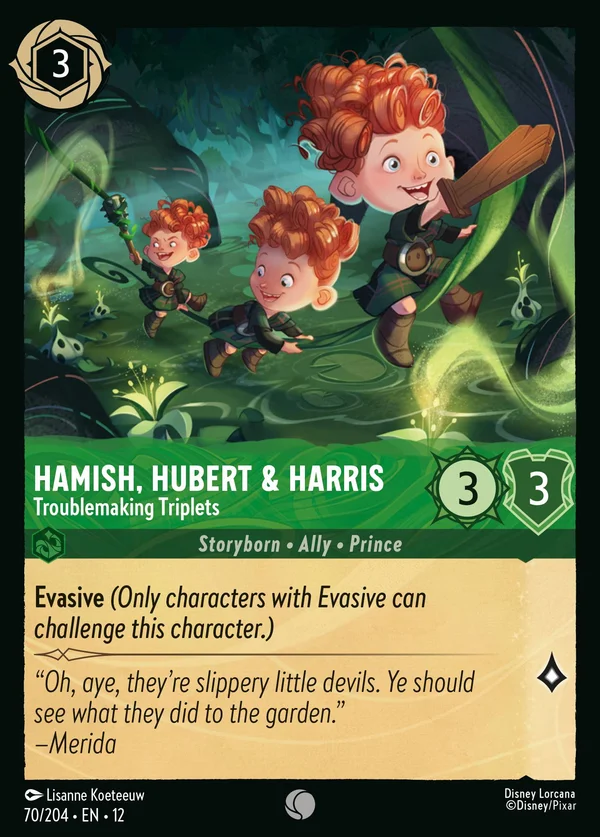 Hamish, Hubert & Harris - Troublemaking Triplets — Disney Lorcana Character card from Wilds Unknown