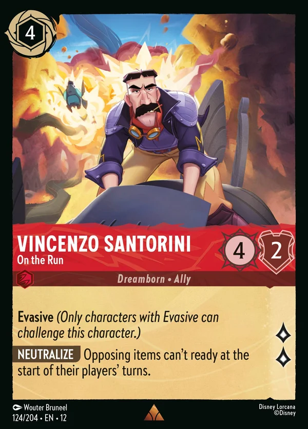 Vincenzo Santorini - On the Run — Disney Lorcana Character card from Wilds Unknown
