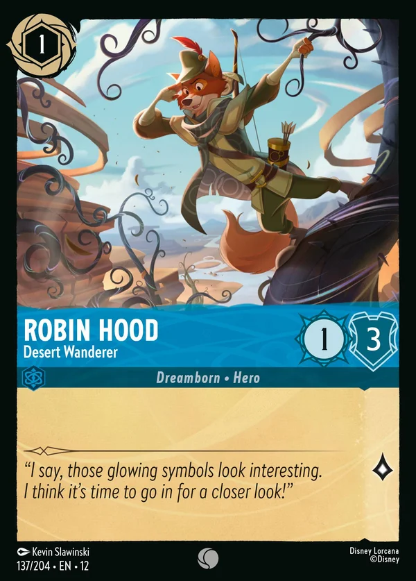 Robin Hood - Desert Wanderer — Disney Lorcana Character card from Wilds Unknown