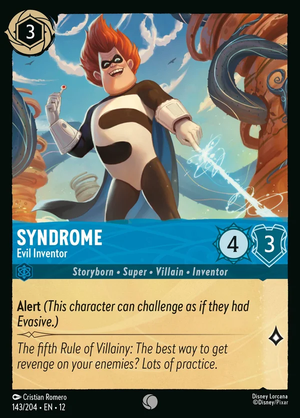 Syndrome - Evil Inventor — Disney Lorcana Character card from Wilds Unknown