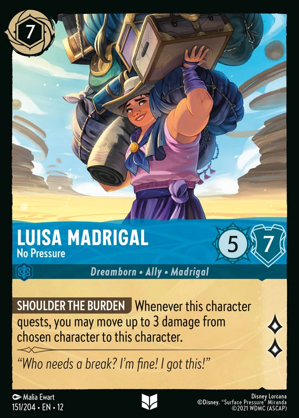 Luisa Madrigal - No Pressure — Disney Lorcana Character card from Wilds Unknown