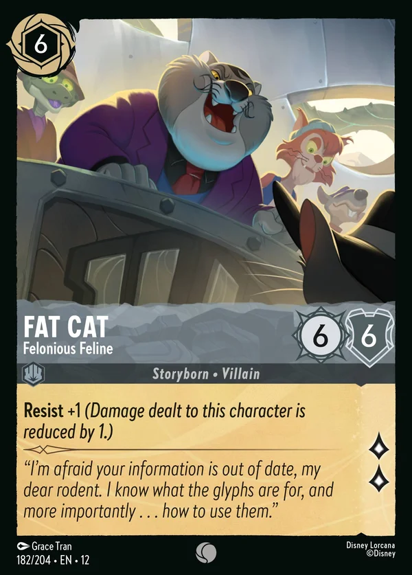 Fat Cat - Felonious Feline — Disney Lorcana Character card from Wilds Unknown