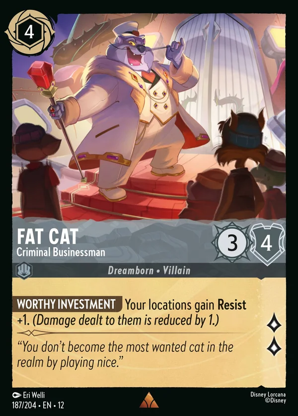 Fat Cat - Criminal Businessman — Disney Lorcana Character card from Wilds Unknown
