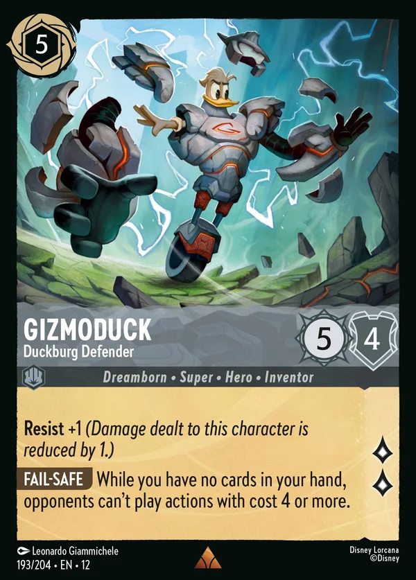 Gizmoduck - Duckburg Defender — Disney Lorcana Character card from Wilds Unknown