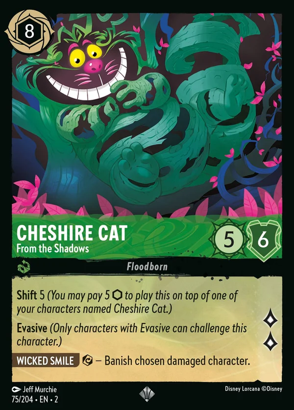 Cheshire Cat - From the Shadows — Disney Lorcana Character card from Rise of the Floodborn