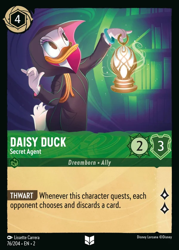 Daisy Duck - Secret Agent — Disney Lorcana Character card from Rise of the Floodborn