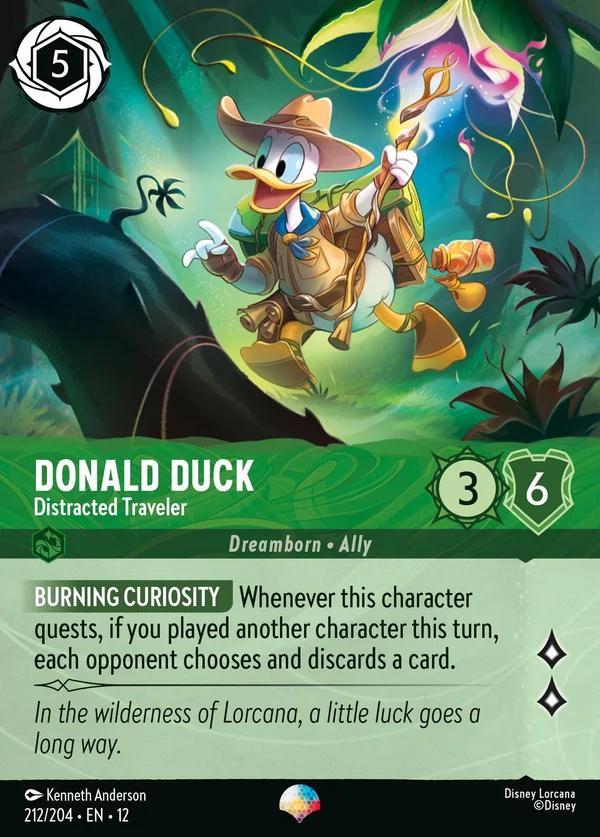Donald Duck - Distracted Traveler — Disney Lorcana Character card from Wilds Unknown