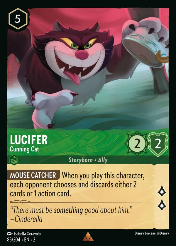 Lucifer - Cunning Cat — Disney Lorcana Character card from Rise of the Floodborn