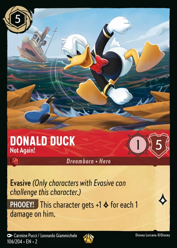 Donald Duck - Not Again! — Disney Lorcana Character card from Rise of the Floodborn