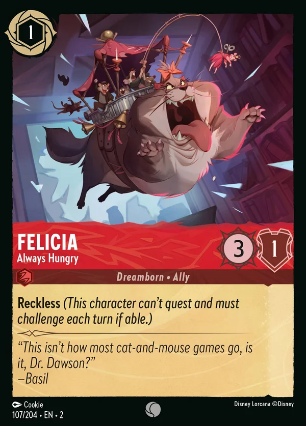 Felicia - Always Hungry — Disney Lorcana Character card from Rise of the Floodborn