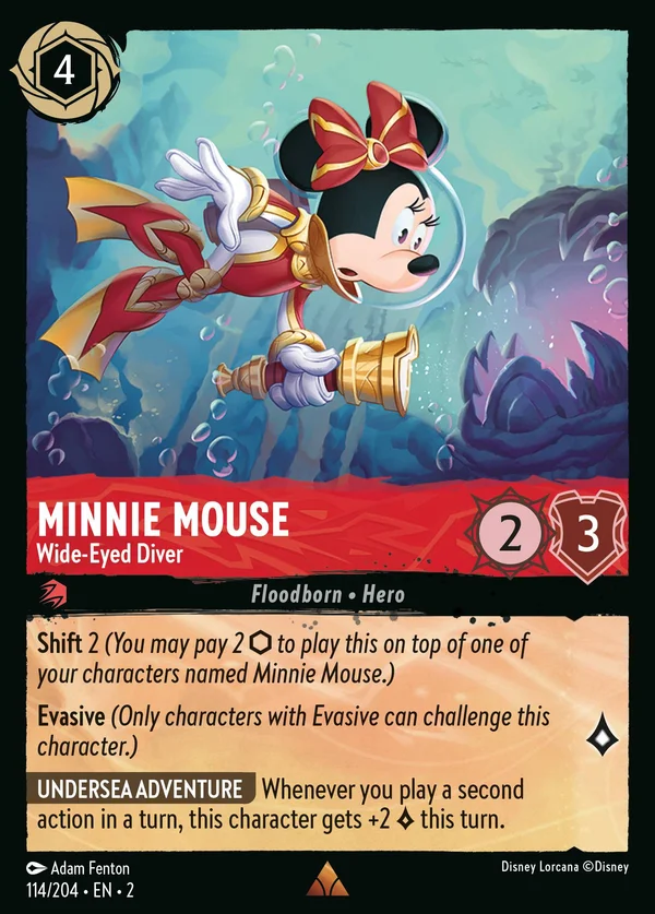 Minnie Mouse - Wide-Eyed Diver — Disney Lorcana Character card from Rise of the Floodborn