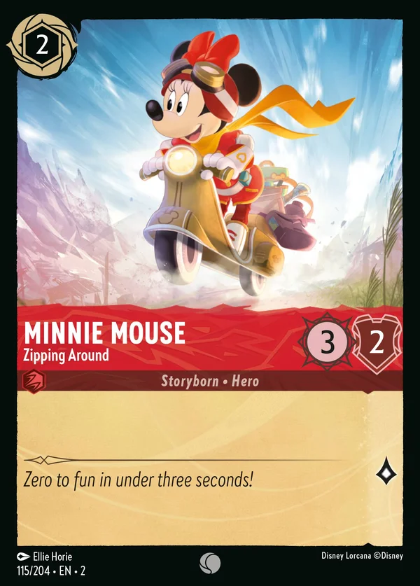 Minnie Mouse - Zipping Around — Disney Lorcana Character card from Rise of the Floodborn