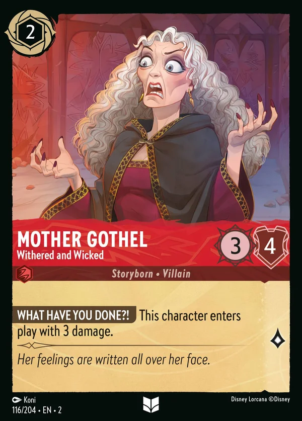 Mother Gothel - Withered and Wicked — Disney Lorcana Character card from Rise of the Floodborn