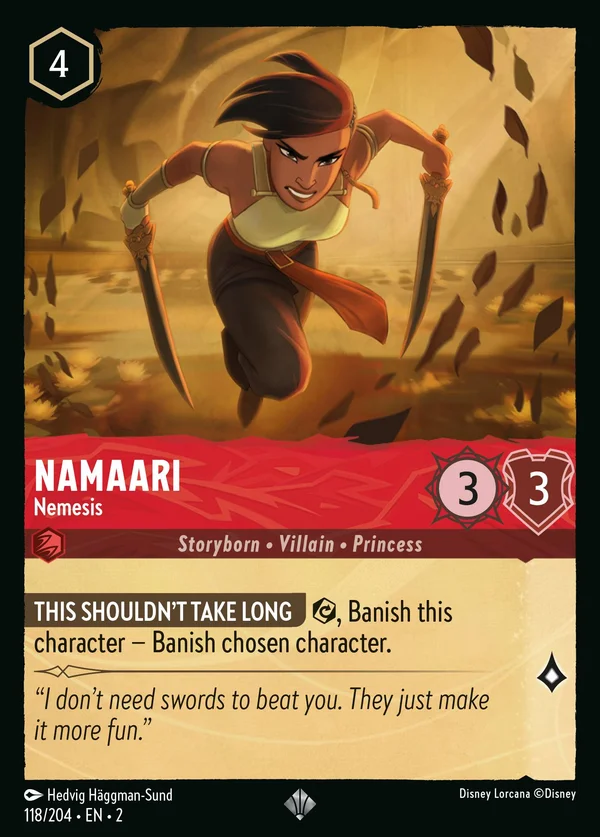 Namaari - Nemesis — Disney Lorcana Character card from Rise of the Floodborn