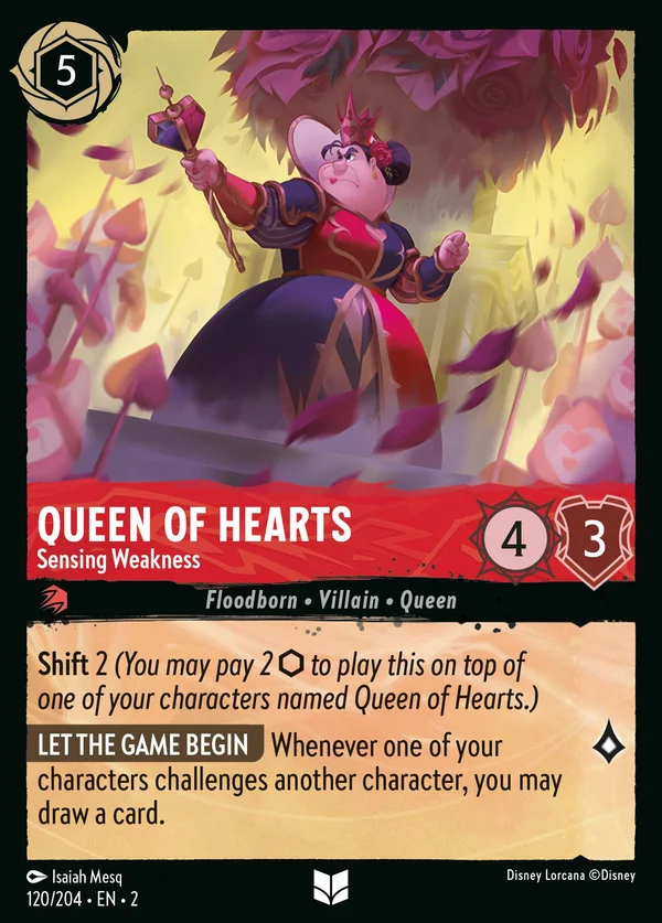 Queen of Hearts - Sensing Weakness — Disney Lorcana Character card from Rise of the Floodborn