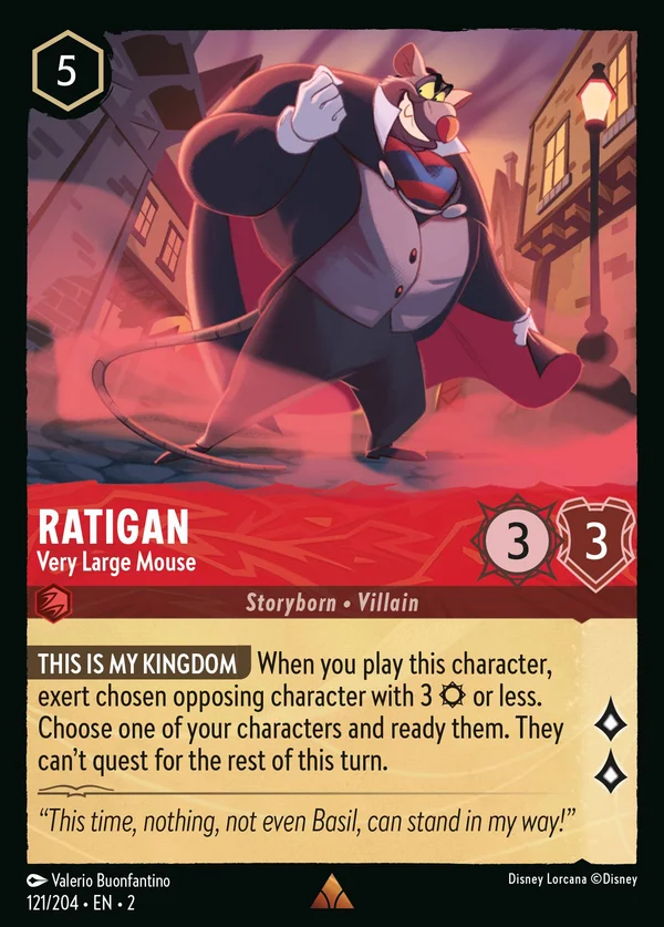 Ratigan - Very Large Mouse — Disney Lorcana Character card from Rise of the Floodborn