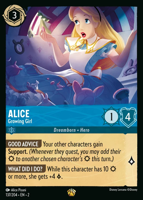 Alice - Growing Girl — Disney Lorcana Character card from Rise of the Floodborn