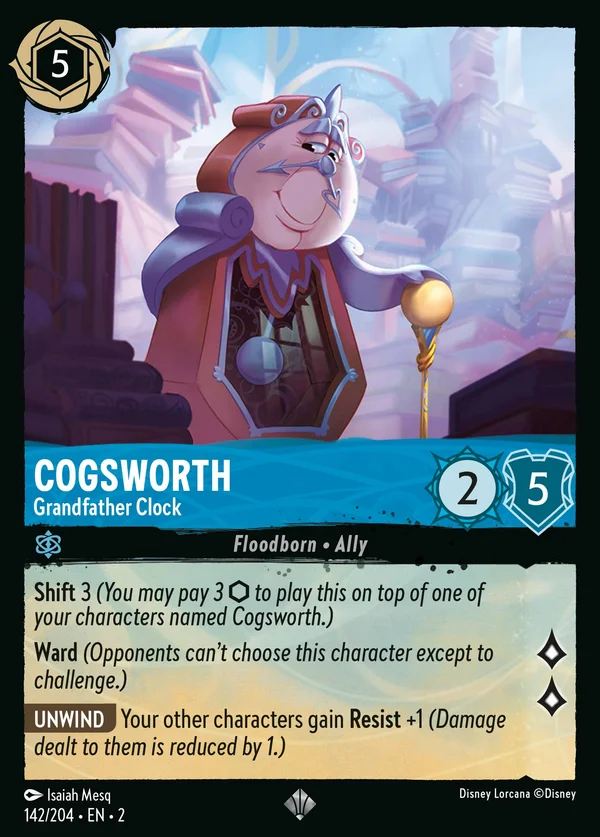 Cogsworth - Grandfather Clock — Disney Lorcana Character card from Rise of the Floodborn