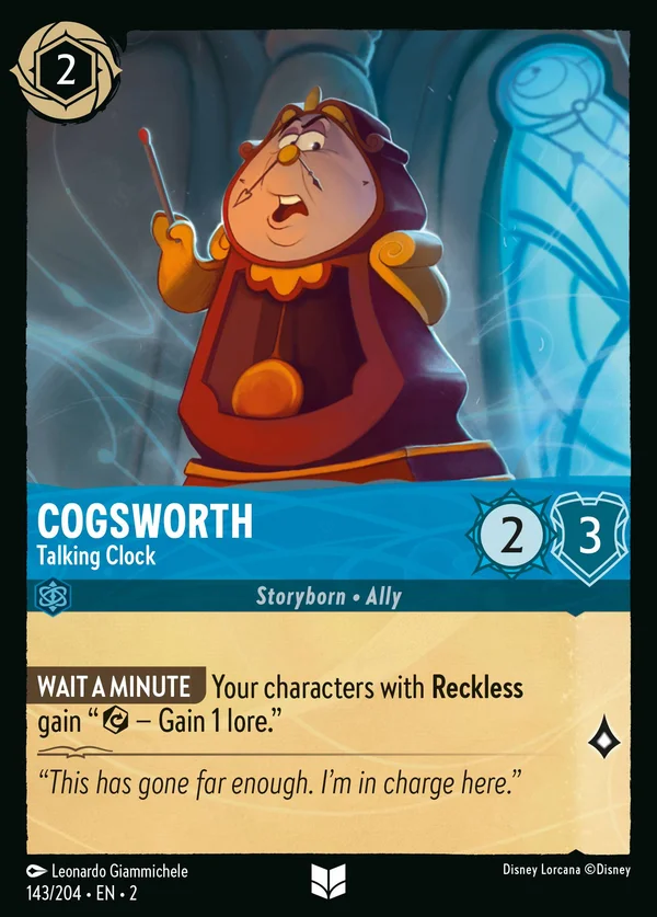 Cogsworth - Talking Clock — Disney Lorcana Character card from Rise of the Floodborn
