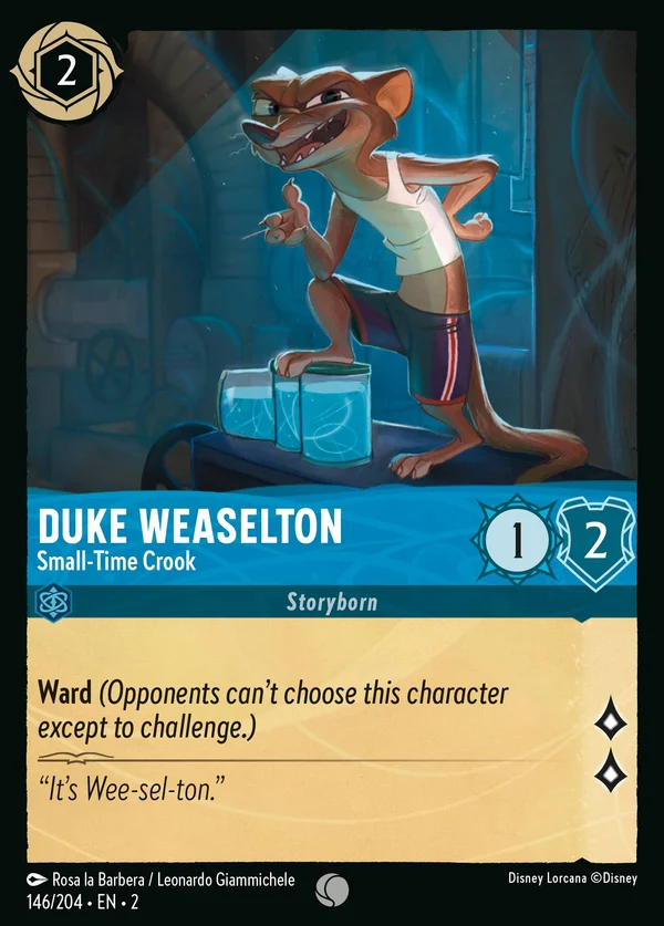 Duke Weaselton - Small-Time Crook — Disney Lorcana Character card from Rise of the Floodborn
