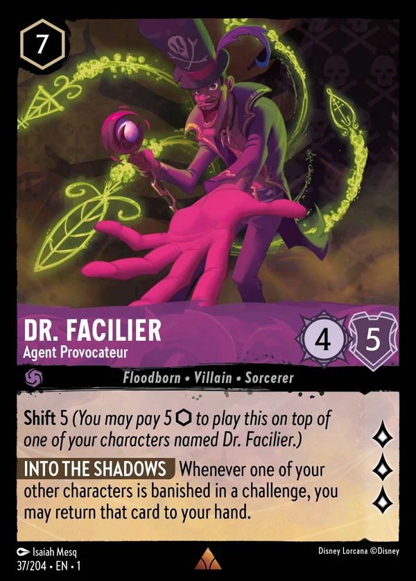 Dr. Facilier - Agent Provocateur — Disney Lorcana Character card from The First Chapter