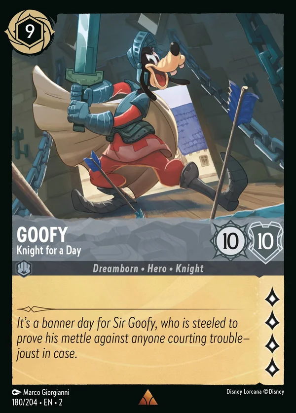 Goofy - Knight for a Day — Disney Lorcana Character card from Rise of the Floodborn
