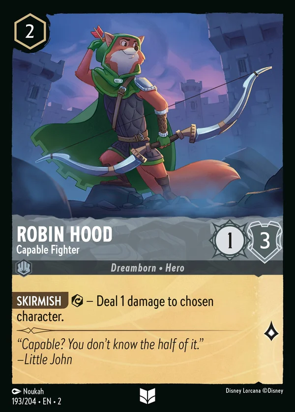 Robin Hood - Capable Fighter — Disney Lorcana Character card from Rise of the Floodborn