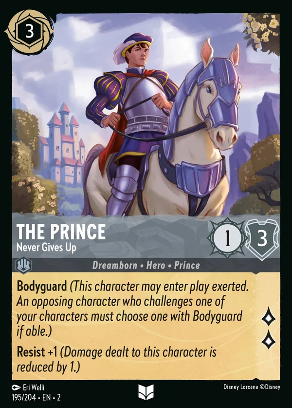 The Prince - Never Gives Up — Disney Lorcana Character card from Rise of the Floodborn
