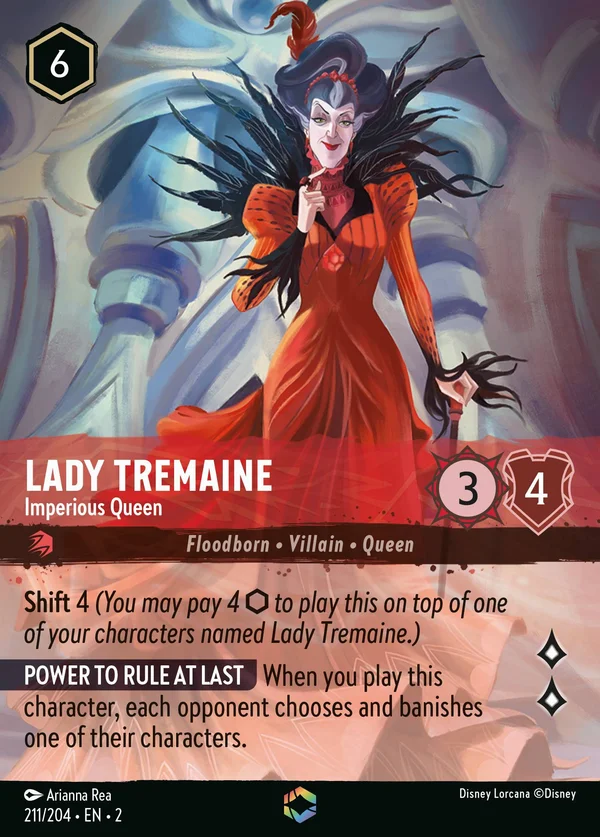 Lady Tremaine - Imperious Queen — Disney Lorcana Character card from Rise of the Floodborn