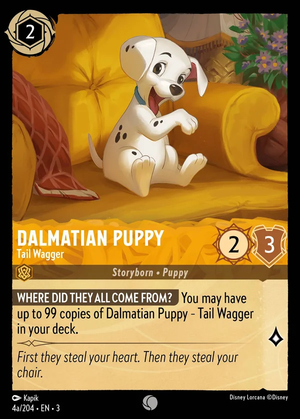 Dalmatian Puppy - Tail Wagger — Disney Lorcana Character card from Into the Inklands