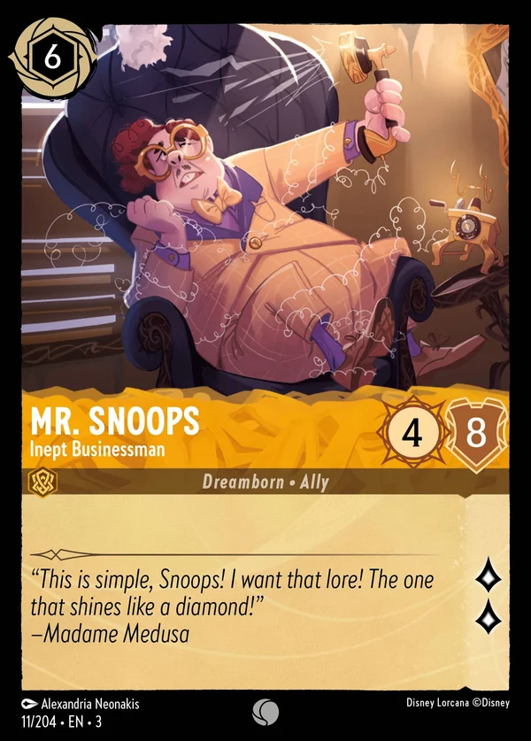 Mr. Snoops - Inept Businessman — Disney Lorcana Character card from Into the Inklands