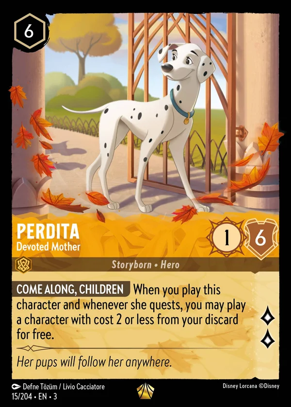 Perdita - Devoted Mother — Disney Lorcana Character card from Into the Inklands