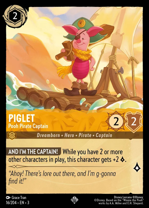 Piglet - Pooh Pirate Captain — Disney Lorcana Character card from Into the Inklands
