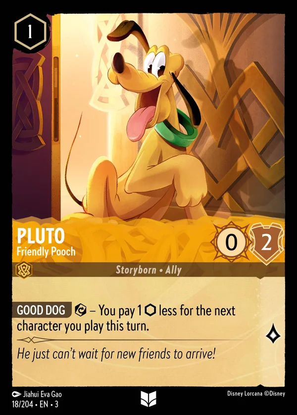 Pluto - Friendly Pooch — Disney Lorcana Character card from Into the Inklands