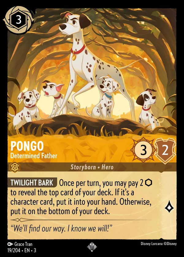 Pongo - Determined Father — Disney Lorcana Character card from Into the Inklands