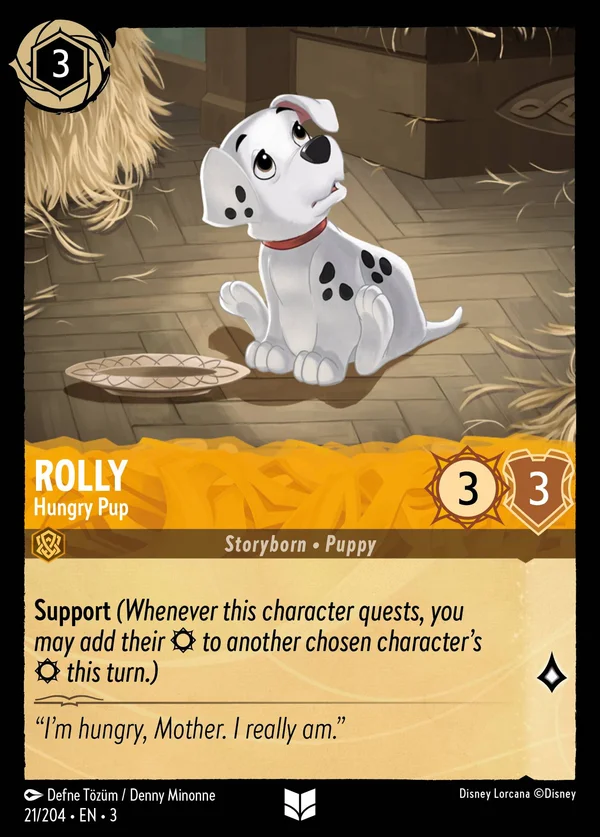 Rolly - Hungry Pup — Disney Lorcana Character card from Into the Inklands