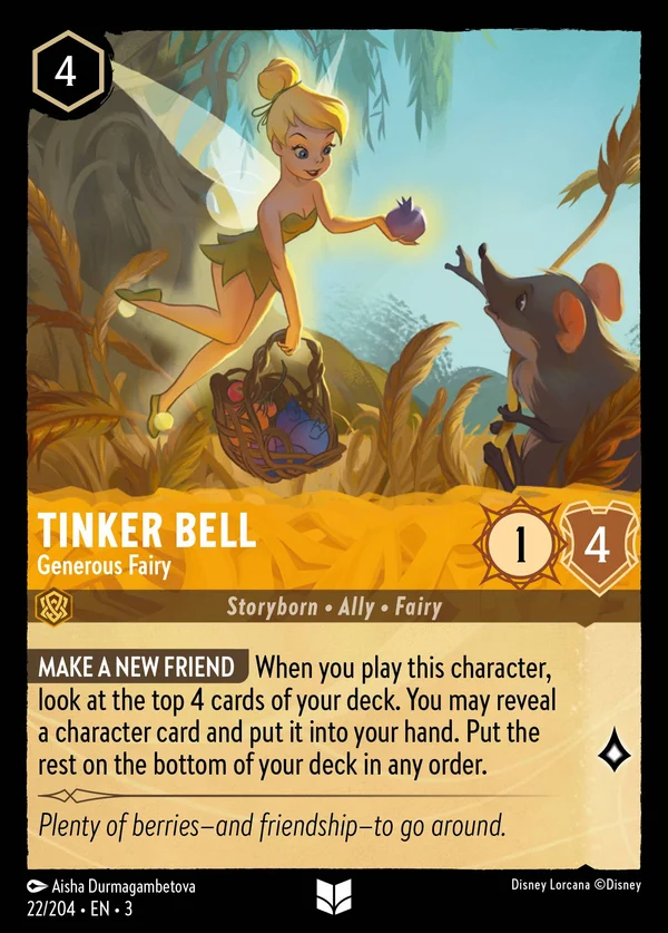 Tinker Bell - Generous Fairy — Disney Lorcana Character card from Into the Inklands