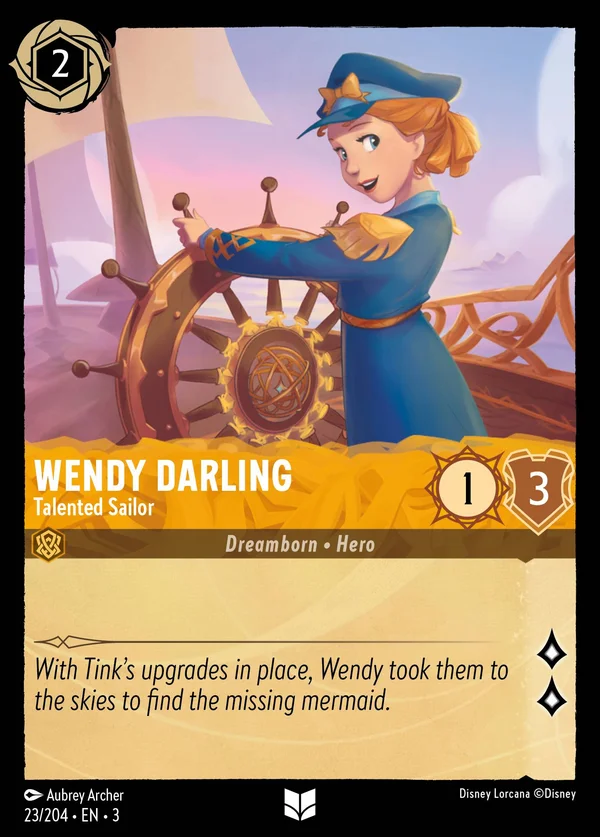 Wendy Darling - Talented Sailor — Disney Lorcana Character card from Into the Inklands