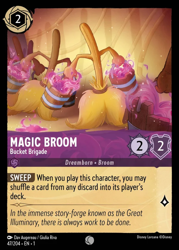 Magic Broom - Bucket Brigade — Disney Lorcana Character card from The First Chapter