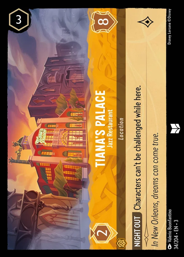 Tiana's Palace - Jazz Restaurant — Disney Lorcana Location card from Into the Inklands