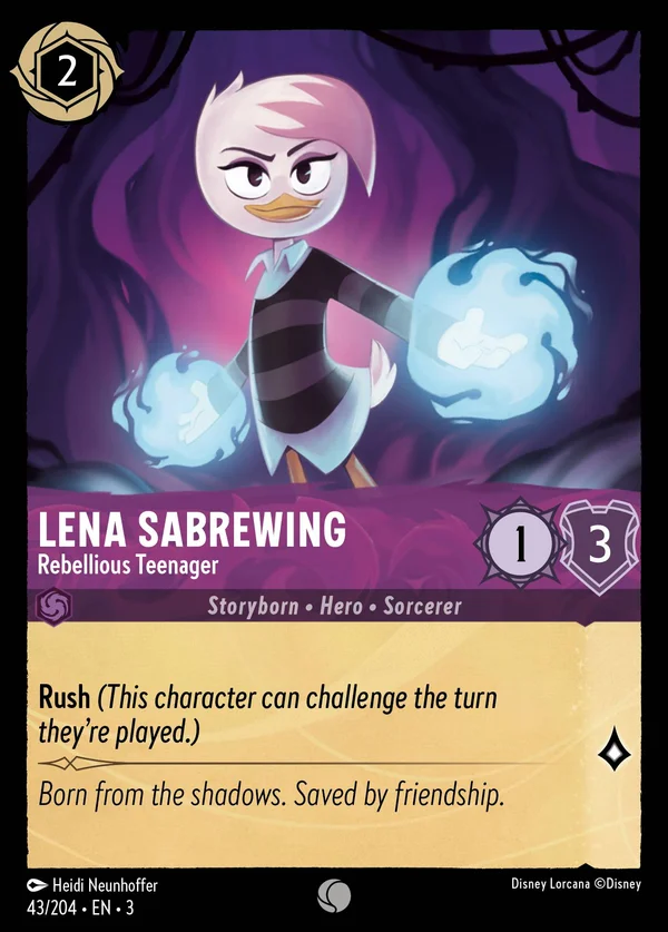 Lena Sabrewing - Rebellious Teenager — Disney Lorcana Character card from Into the Inklands