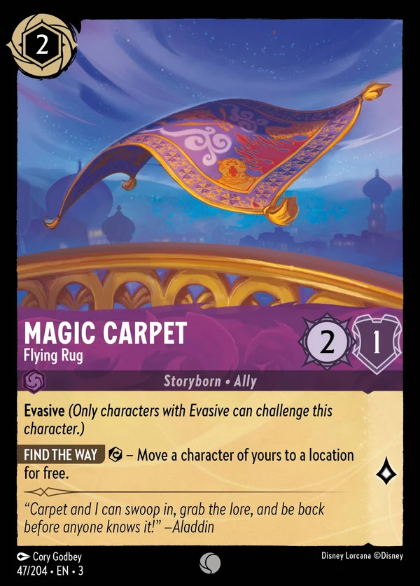 Magic Carpet - Flying Rug — Disney Lorcana Character card from Into the Inklands