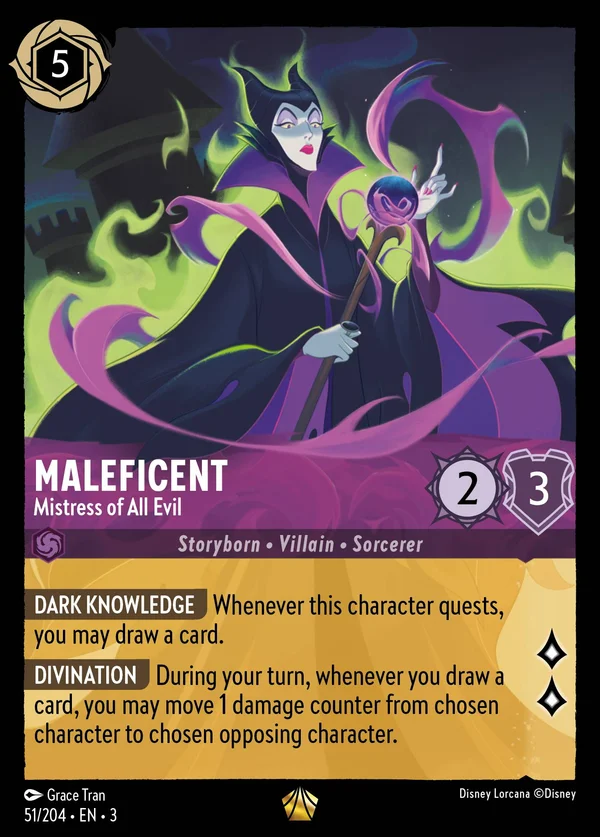 Maleficent - Mistress of All Evil — Disney Lorcana Character card from Into the Inklands