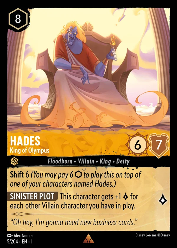Hades - King of Olympus — Disney Lorcana Character card from The First Chapter