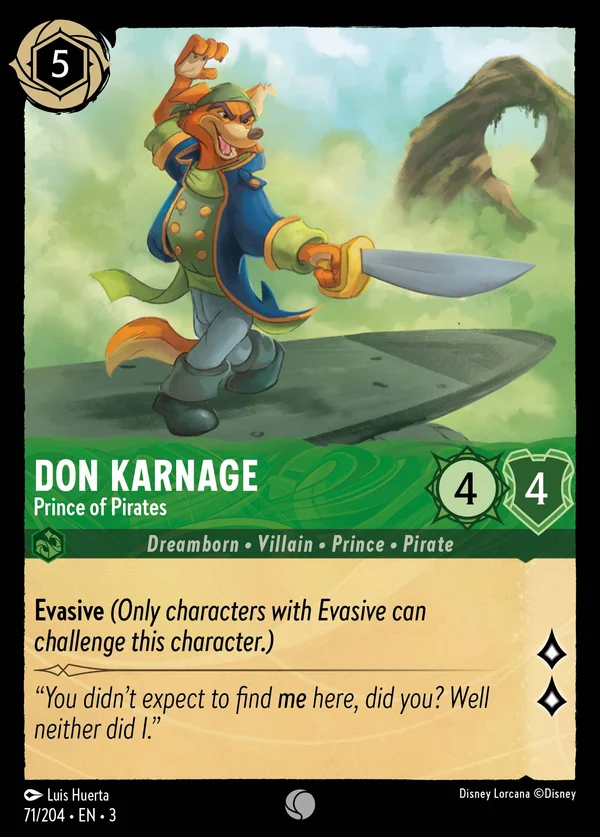 Don Karnage - Prince of Pirates — Disney Lorcana Character card from Into the Inklands