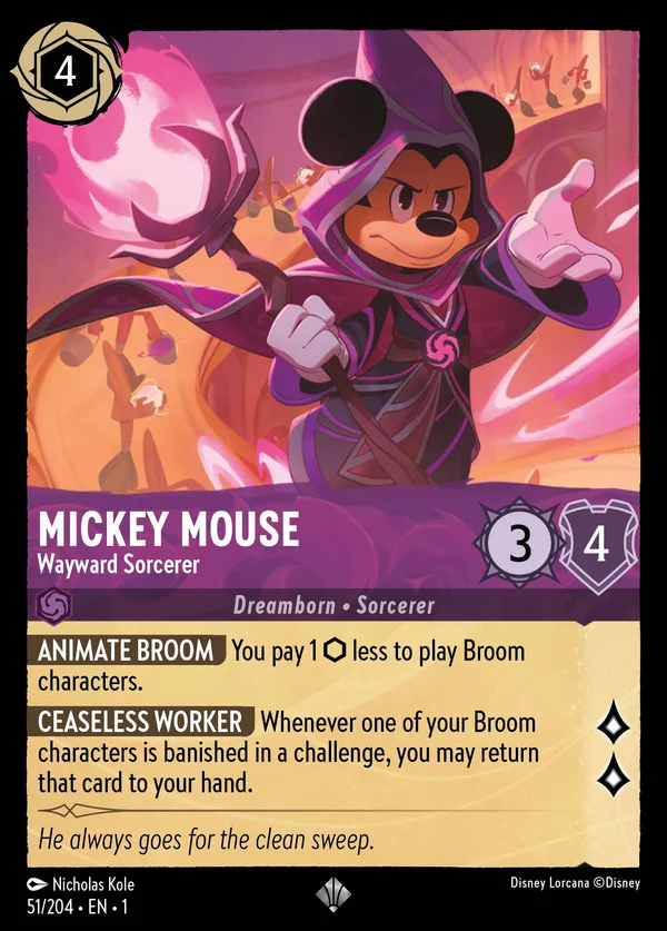 Mickey Mouse - Wayward Sorcerer — Disney Lorcana Character card from The First Chapter