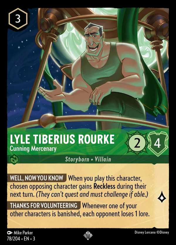 Lyle Tiberius Rourke - Cunning Mercenary — Disney Lorcana Character card from Into the Inklands