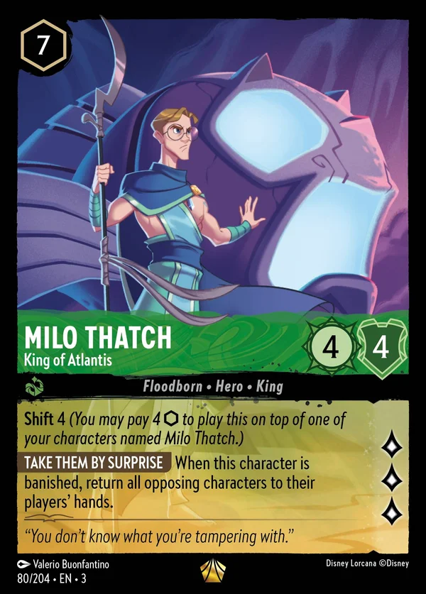 Milo Thatch - King of Atlantis — Disney Lorcana Character card from Into the Inklands